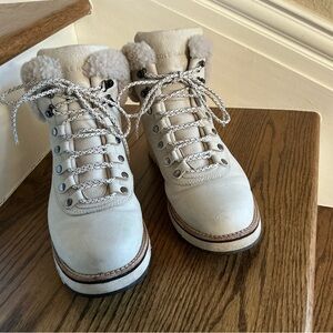 Cole Haan Women's Off-White Lace-Up Winter Boots waterproof leather